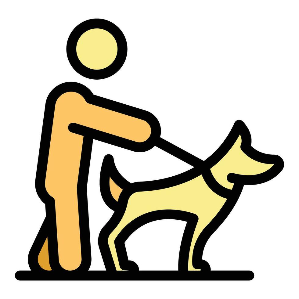 Lake dog walk icon vector flat