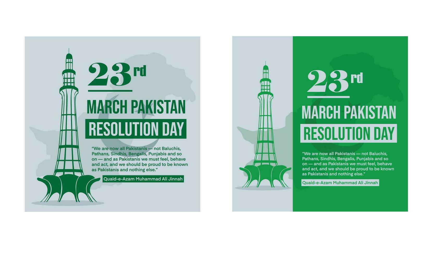23 march social media post templates, Pakistan resolution Day vector