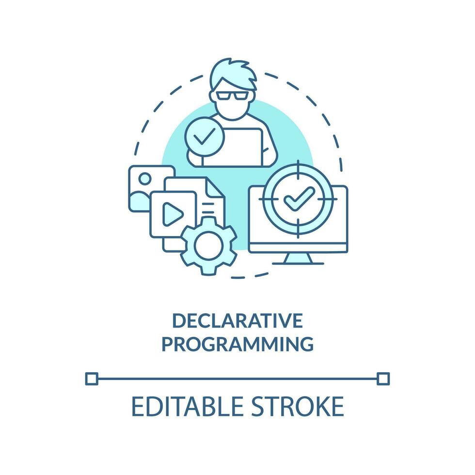 Declarative programming turquoise concept icon. Coding paradigm ...