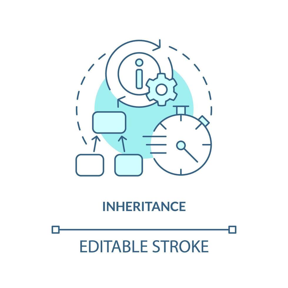 Inheritance turquoise concept icon. Object-oriented programming principle abstract idea thin line illustration. Isolated outline drawing. Editable stroke vector