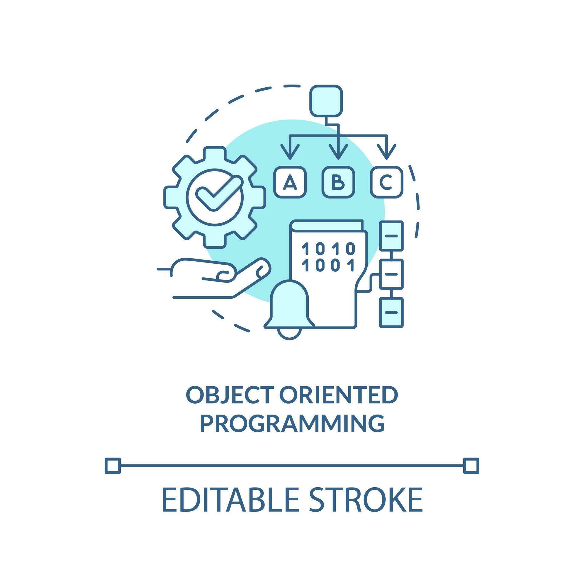 Object oriented programming turquoise concept icon. Coding paradigm ...