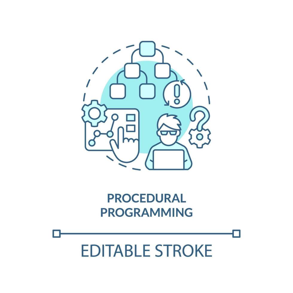 Procedural programming turquoise concept icon. Coding paradigm abstract ...