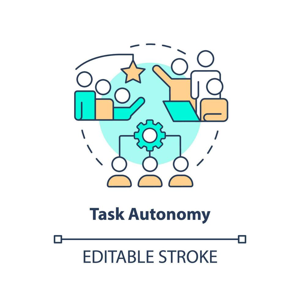Task autonomy concept icon. Incentives for team. Project planning benefit abstract idea thin line illustration. Isolated outline drawing. Editable stroke vector