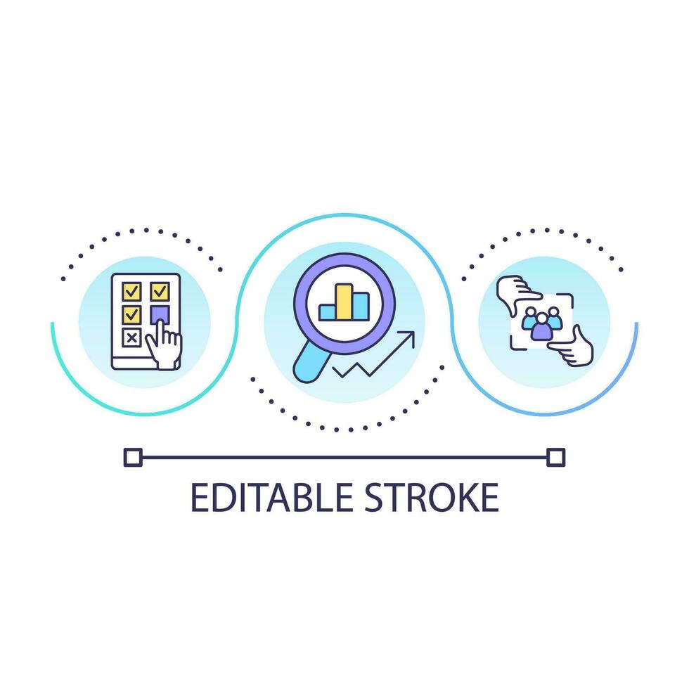 Social opinion loop concept icon. Target audience. Development and statistic growth. Polling abstract idea thin line illustration. Isolated outline drawing. Editable stroke vector
