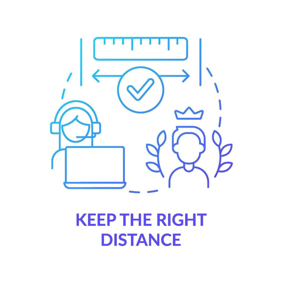 Keep right distance blue gradient concept icon. Call center customer service agent technique abstract idea thin line illustration. Isolated outline drawing vector