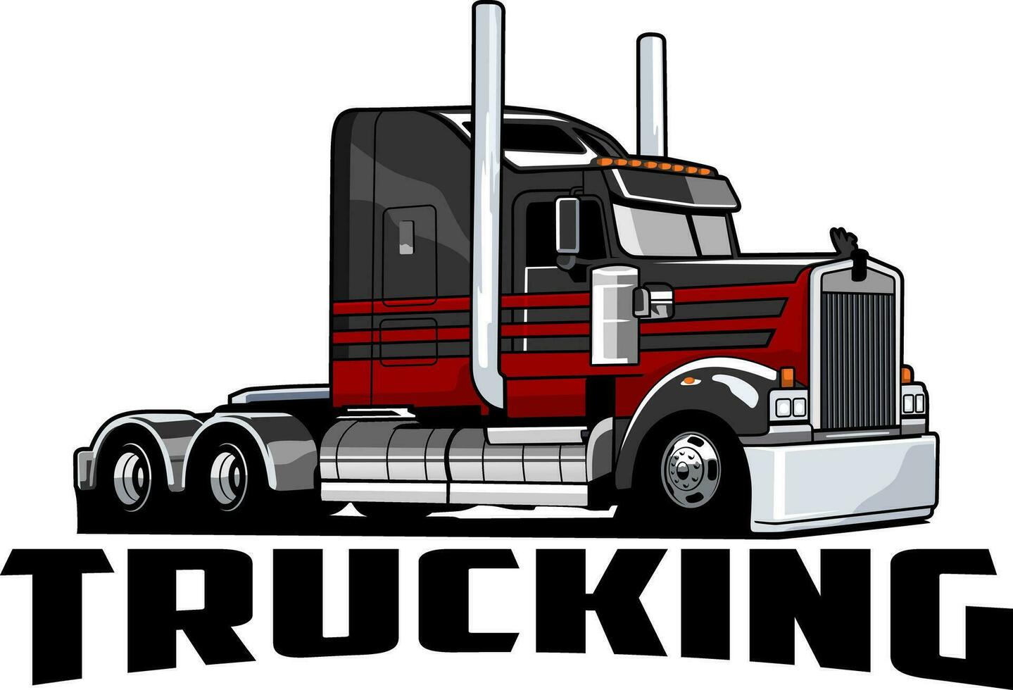 semi trucks illustration design logo icon vector