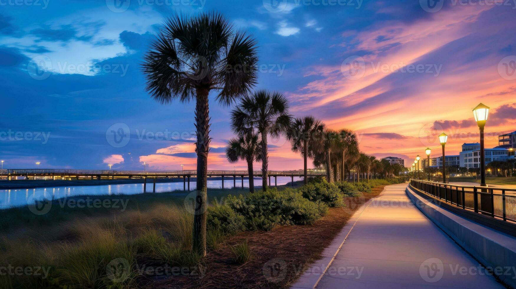 Empty asphalt road beside the sea background, highway beside the sea, outdoors horizontal image, Generative AI illustration photo