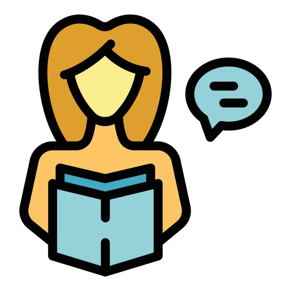 Teacher reading book icon vector flat