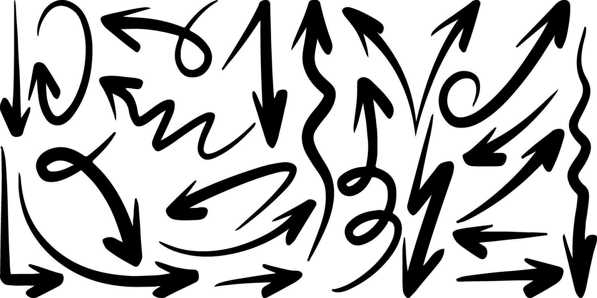 Set of Hand drawn vector arrows doodle on white background. design element vector illustration.