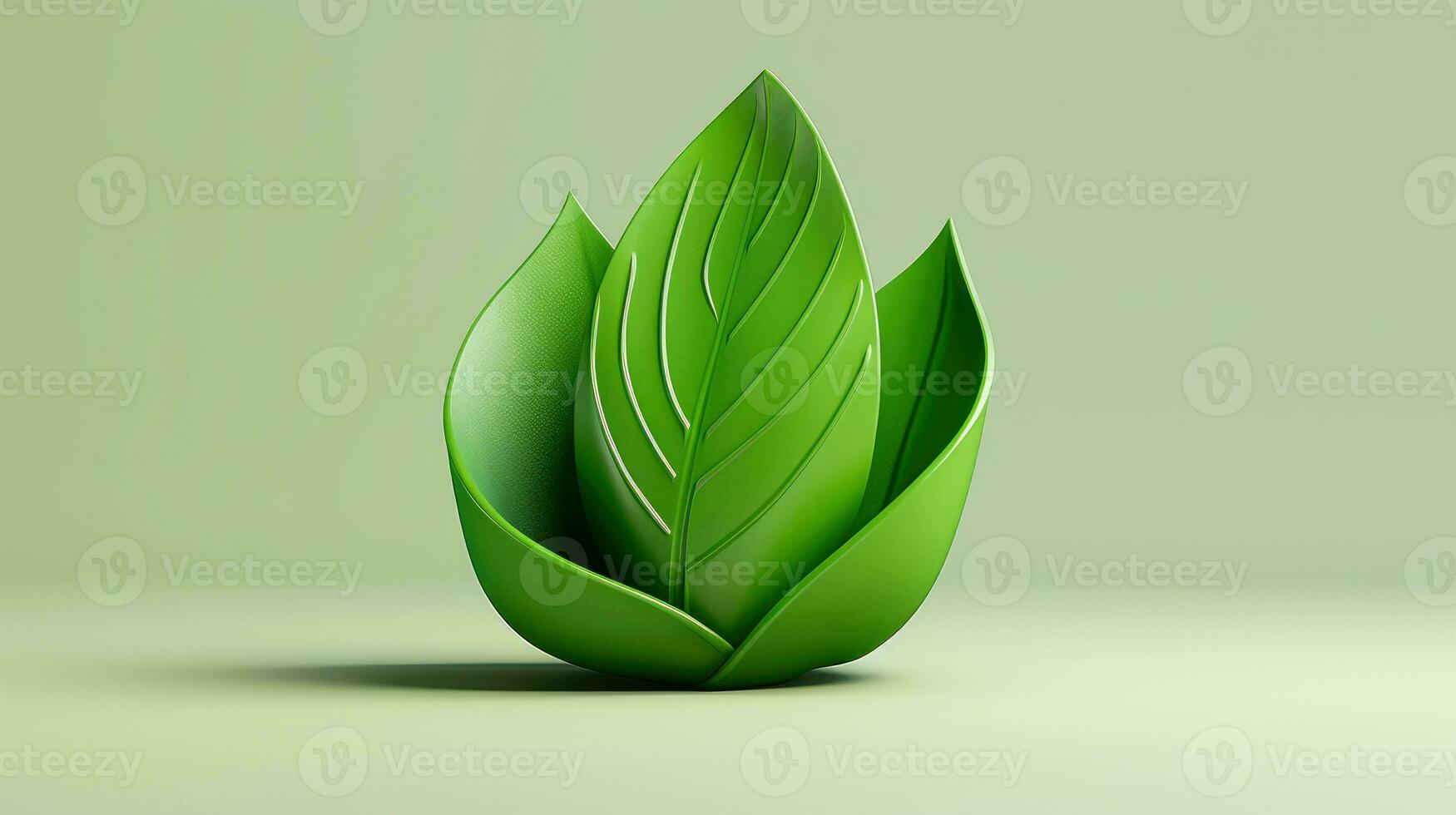 3d mockup leaf of tree and plant. Ecology, bio and natural products concept, Close up view of leaves composition, minimal style, Generative AI illustration photo