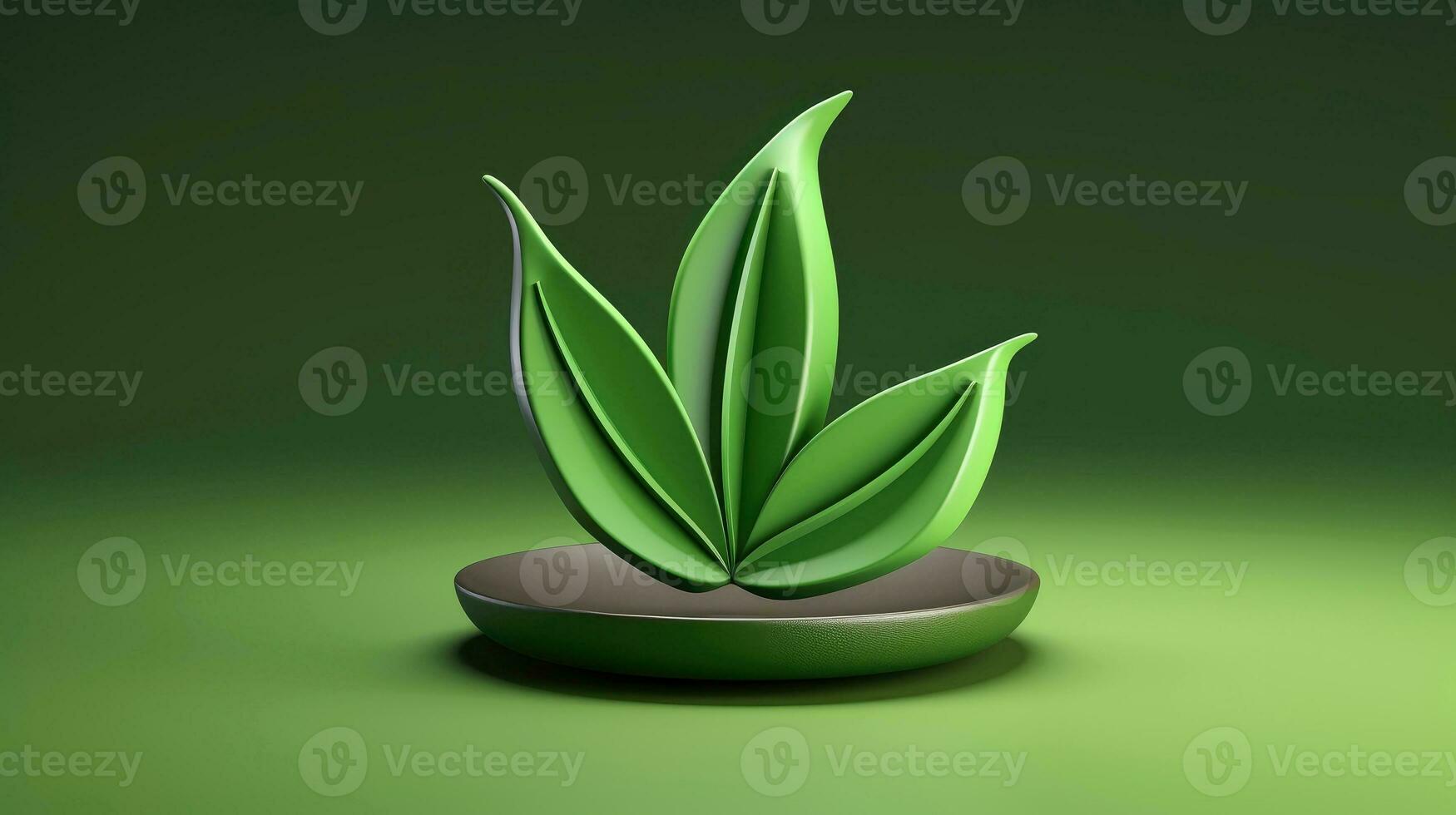 3d mockup leaf of tree and plant. Ecology, bio and natural products concept, Close up view of leaves composition, minimal style, Generative AI illustration photo