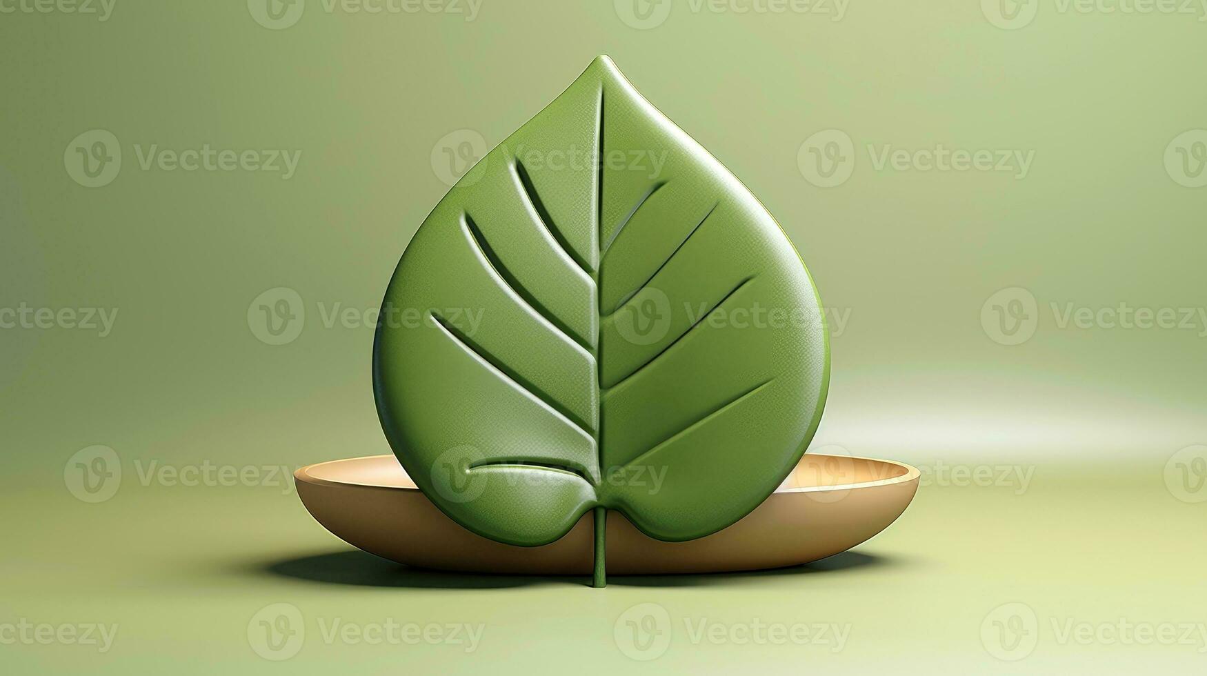 3d mockup leaf of tree and plant. Ecology, bio and natural products concept, Close up view of leaves composition, minimal style, Generative AI illustration photo