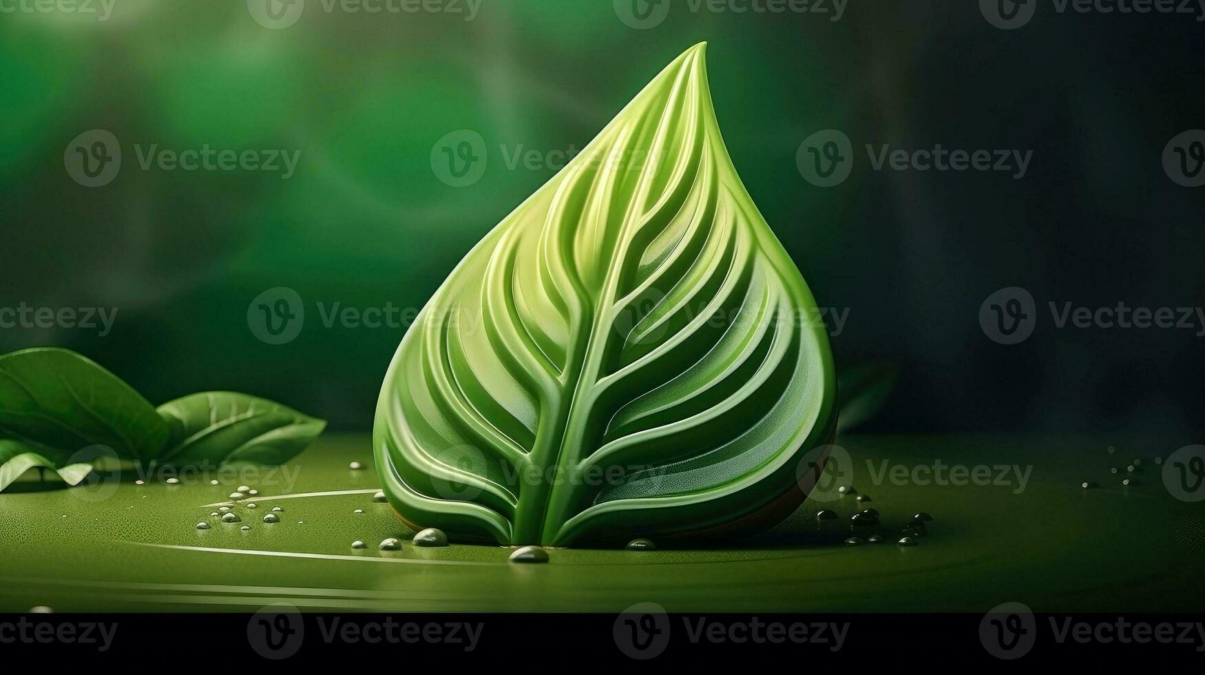 3d Bosquejo hoja de árbol y planta. ecología, bio y natural productos concepto, cerca arriba ver de hojas composición, mínimo estilo, generativo ai ilustración foto