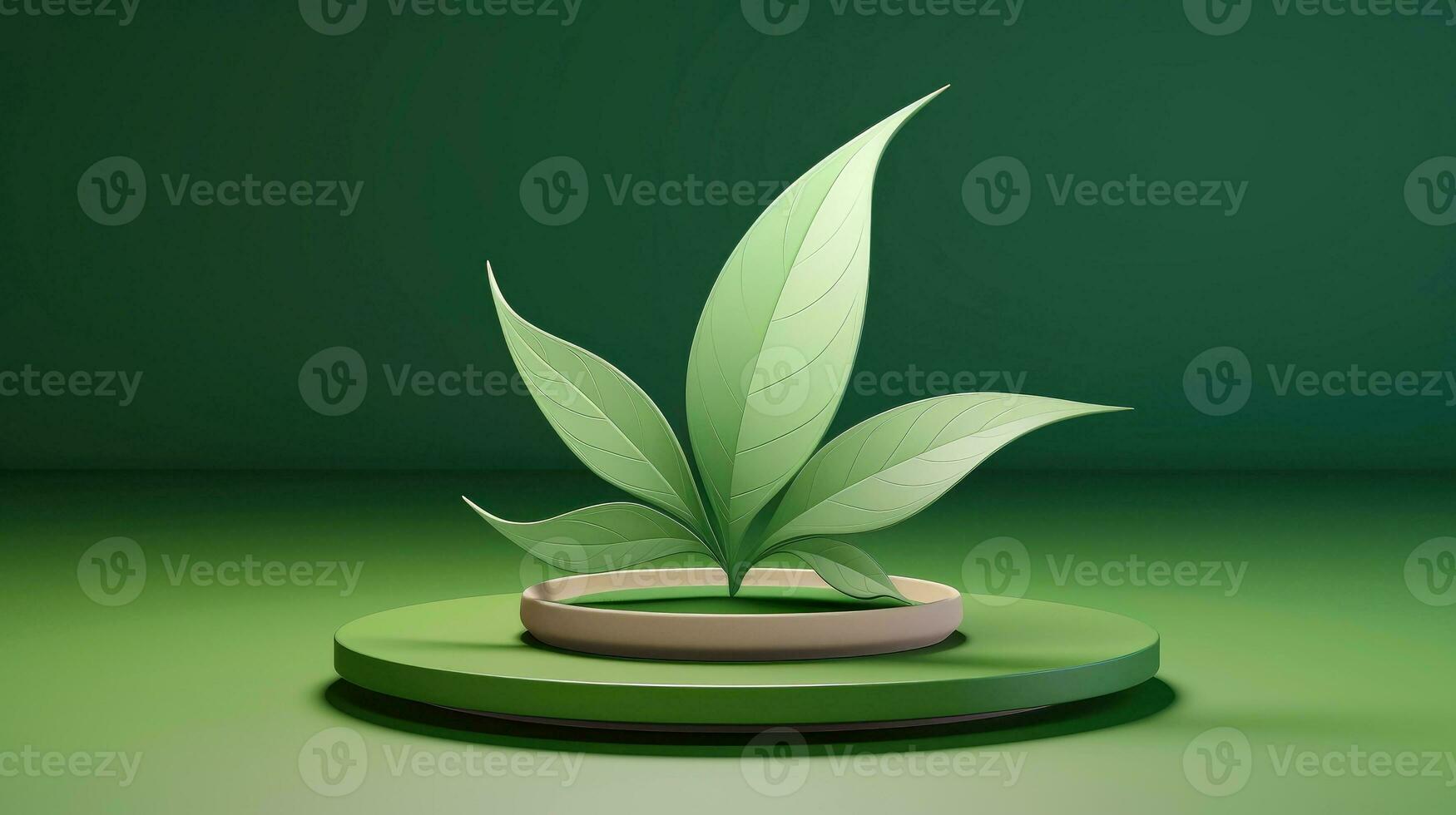 3d mockup leaf of tree and plant. Ecology, bio and natural products concept, Close up view of leaves composition, minimal style, Generative AI illustration photo