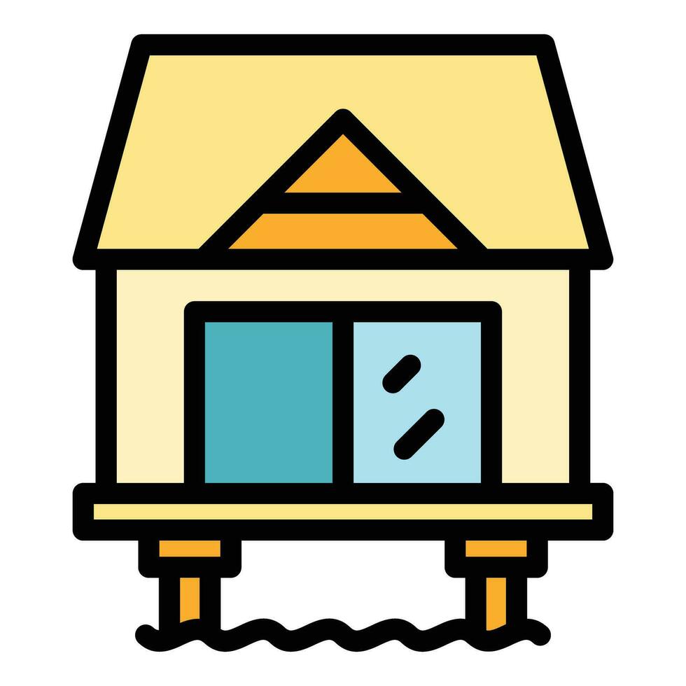 Hut bungalow icon vector flat