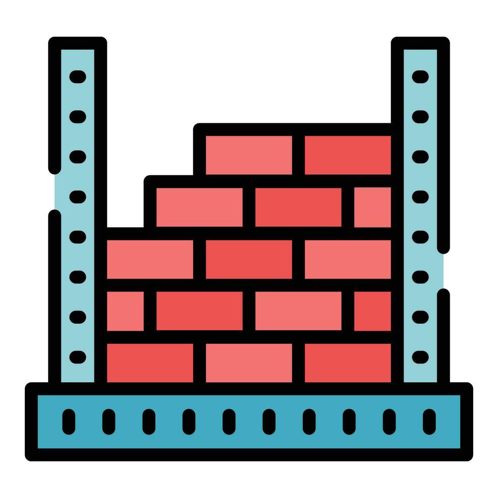 Construction wall brick icon vector flat