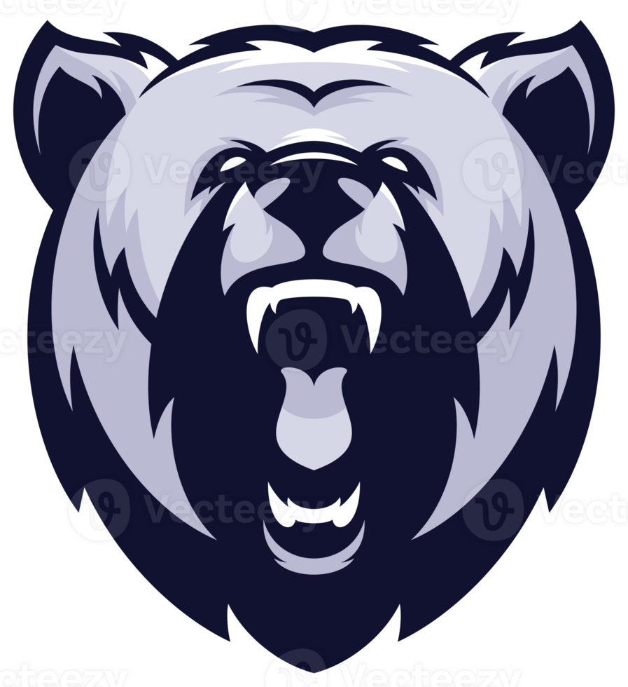 Colorful Gray Bear Animal Beast Head Sport Logo png