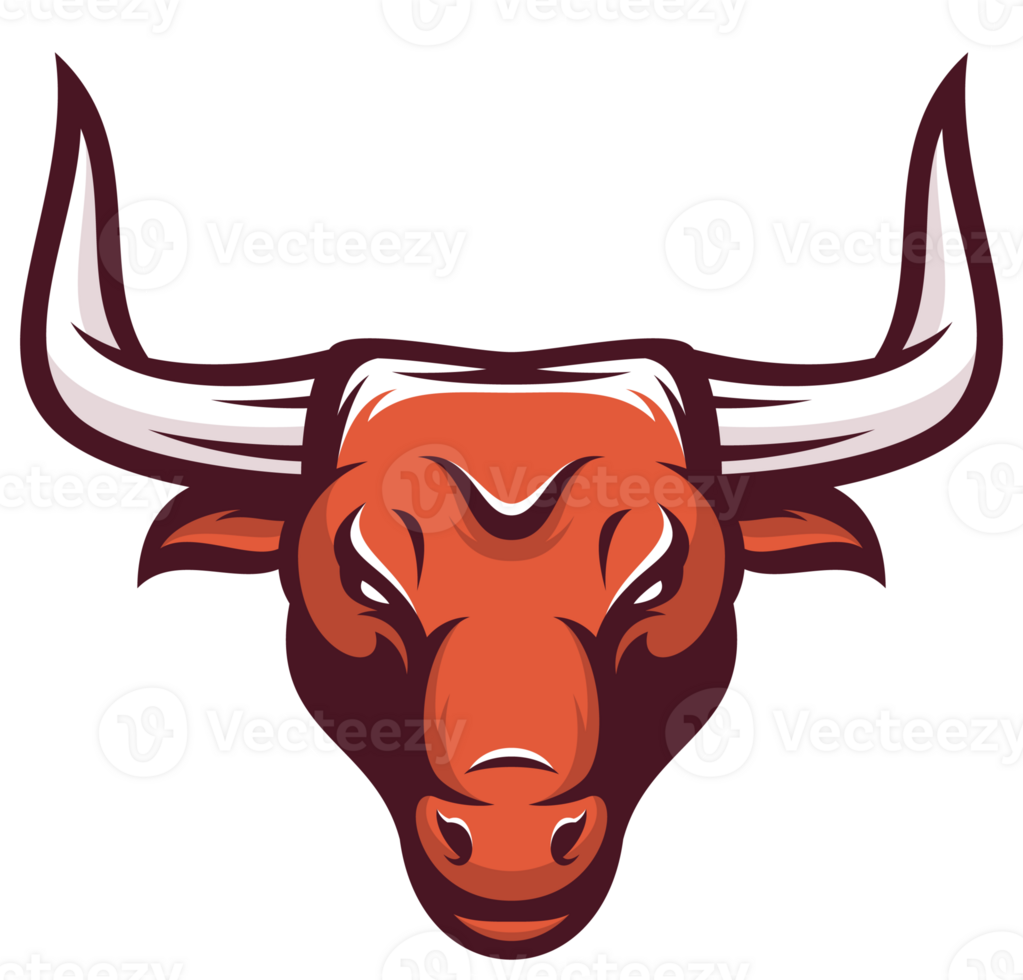 Colorful Red Bull Animal Beast Head Sport Logo png