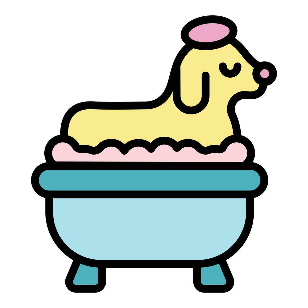 espuma perro bañera icono vector plano