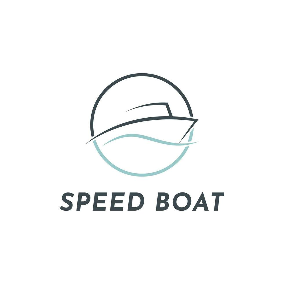 Speed boat sail boat logo design creative idea minimalist with circle vector