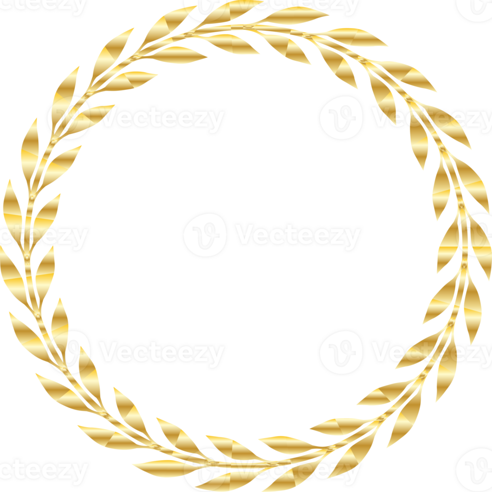 Luxury Gold Leaves Circular Laurel Wreath 27154887 PNG