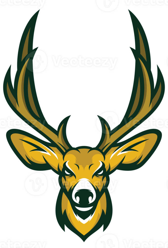 Yellow Deer Animal Head Beast Colorful Sport Mascot png