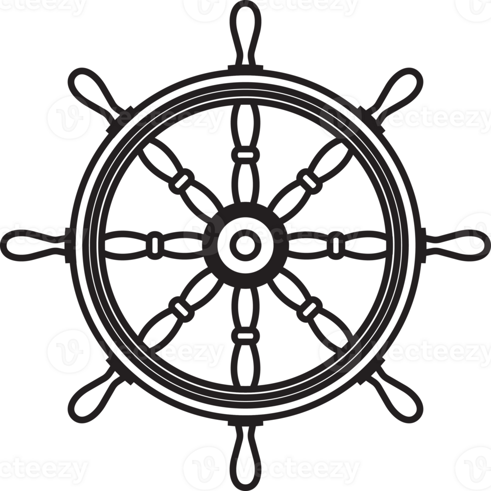 Adventure Ship's Wheel Logo Vintage Object Line Art png