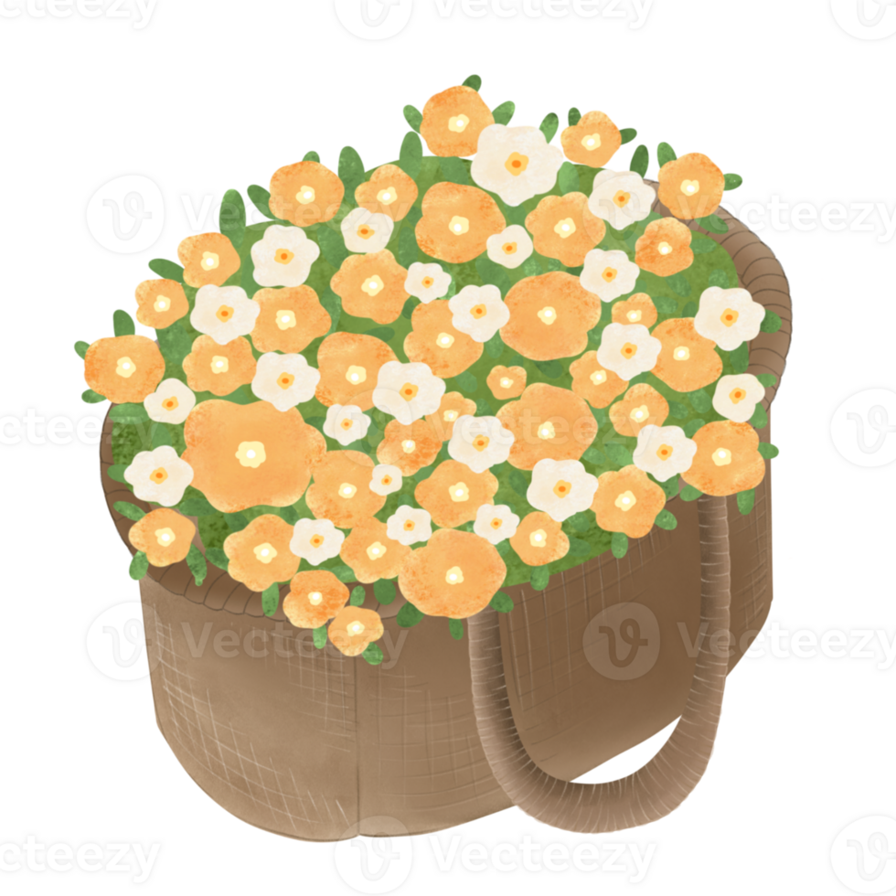 Beautiful flowers in the basket png