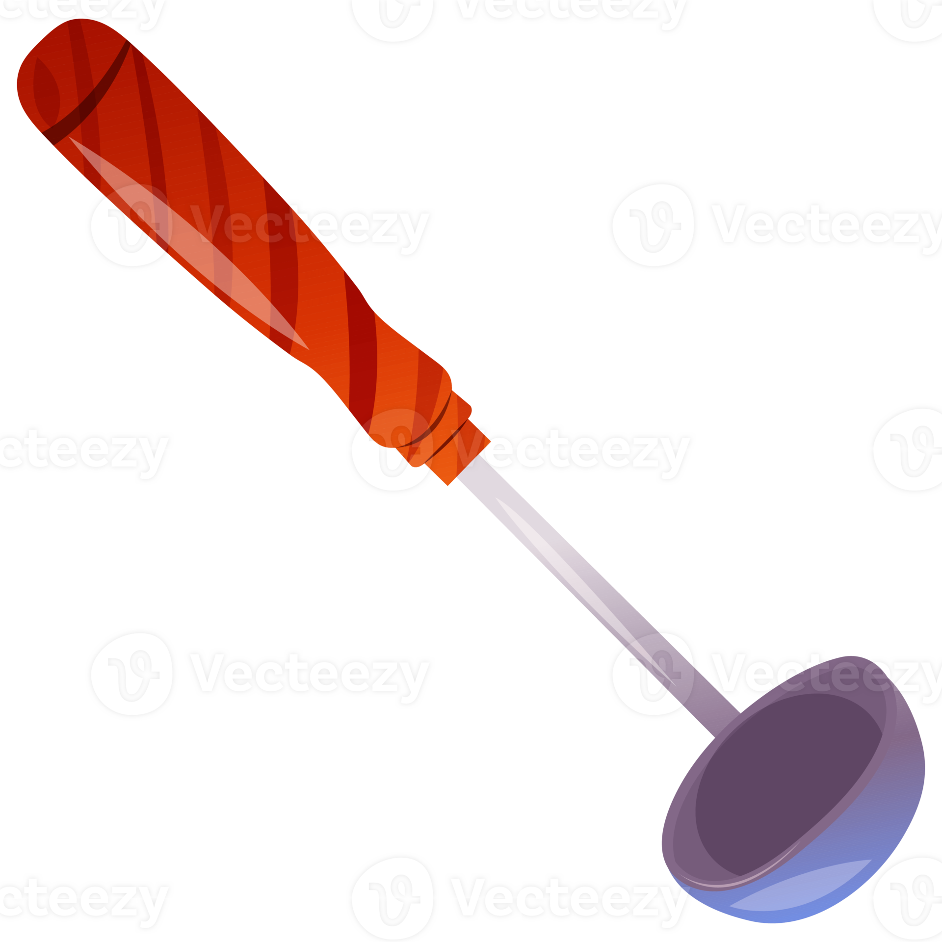 Kitchen stainless soup ladle cartoon illustration for food apps