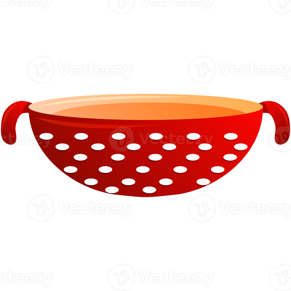 vermelho cozinha peneira. cozinhando utensílio, utensílios de cozinha. desenho animado ilustração para Comida aplicativos, sites e menus png