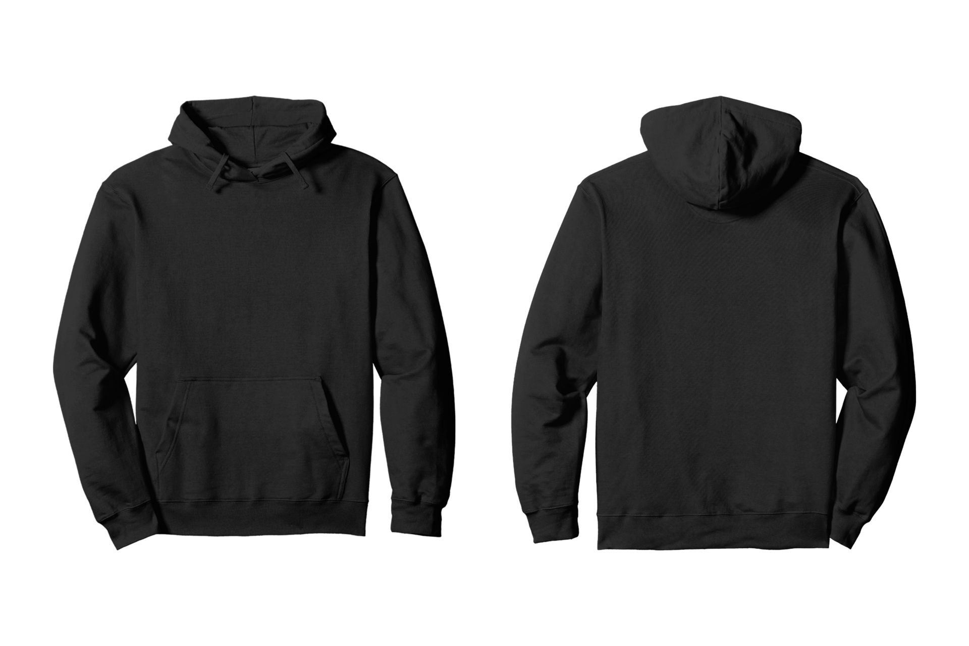 Unisex Black Pullover Hoodie Front and Back 27155806 PNG