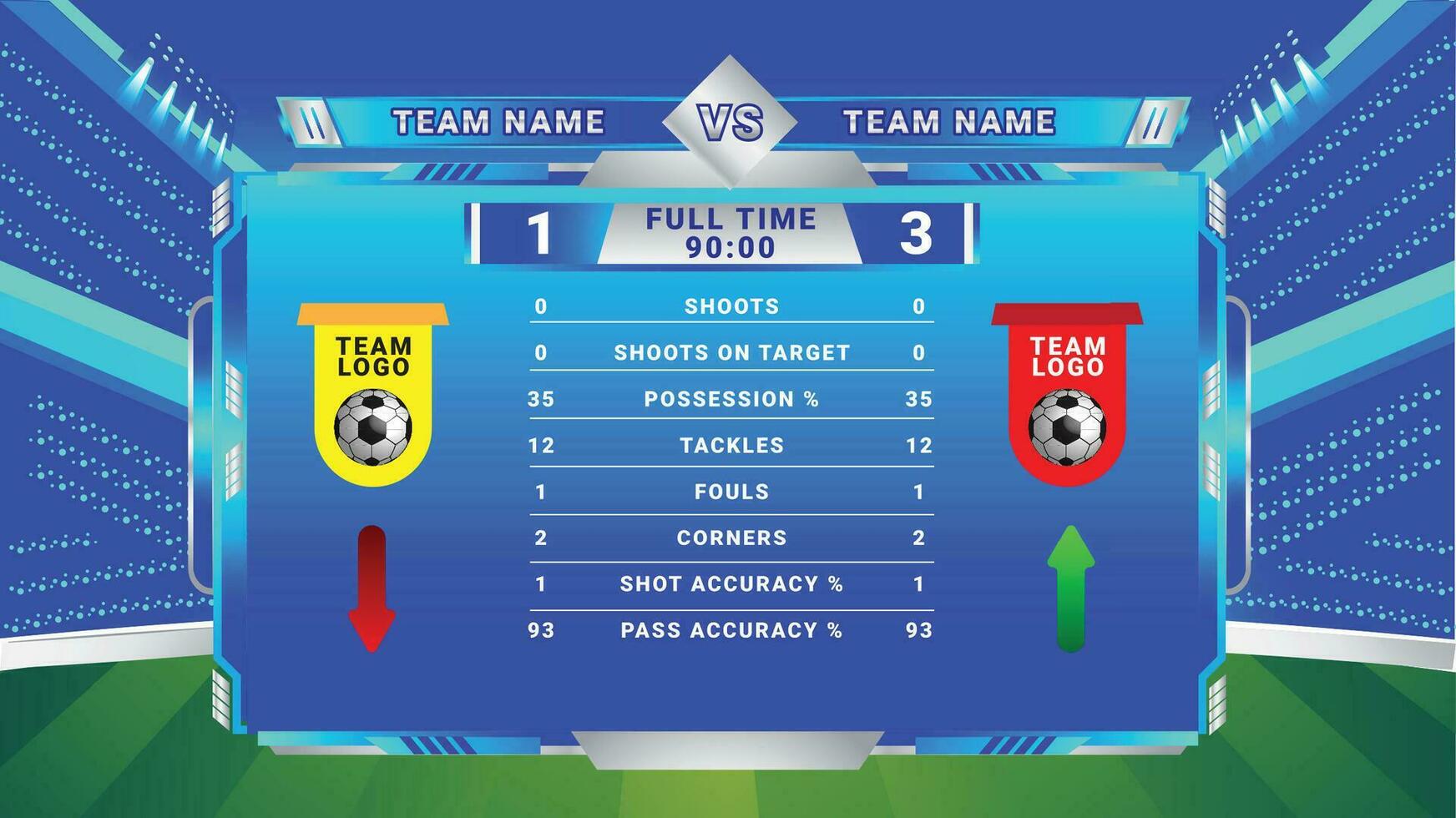 SCORE BOARD SOCCER LOWER THIRD SPORT BIG MATCH FOOTBALL TEAMS CHAMPIONSHIP BACKGROUND TEMPLATE vector