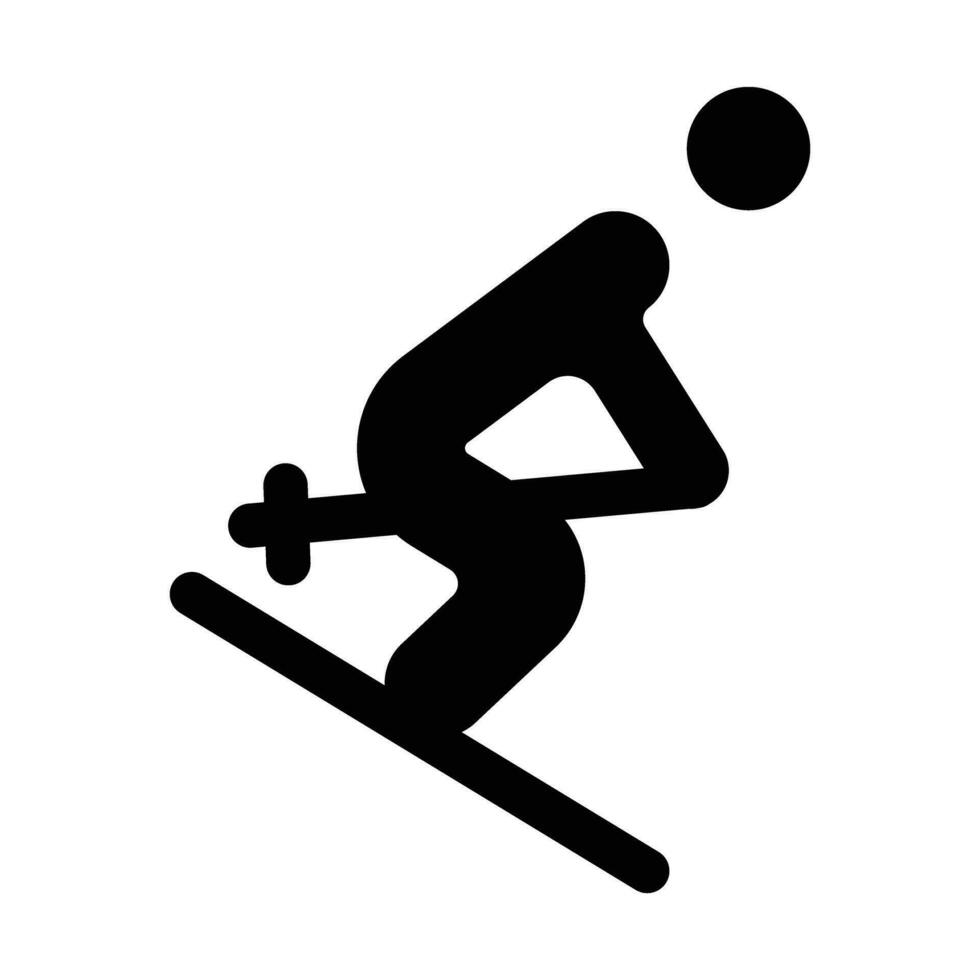 Skiing Vector Glyph Icon For Personal And Commercial Use.