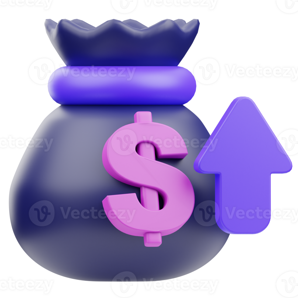Money Bag Growth 3D Illustration png