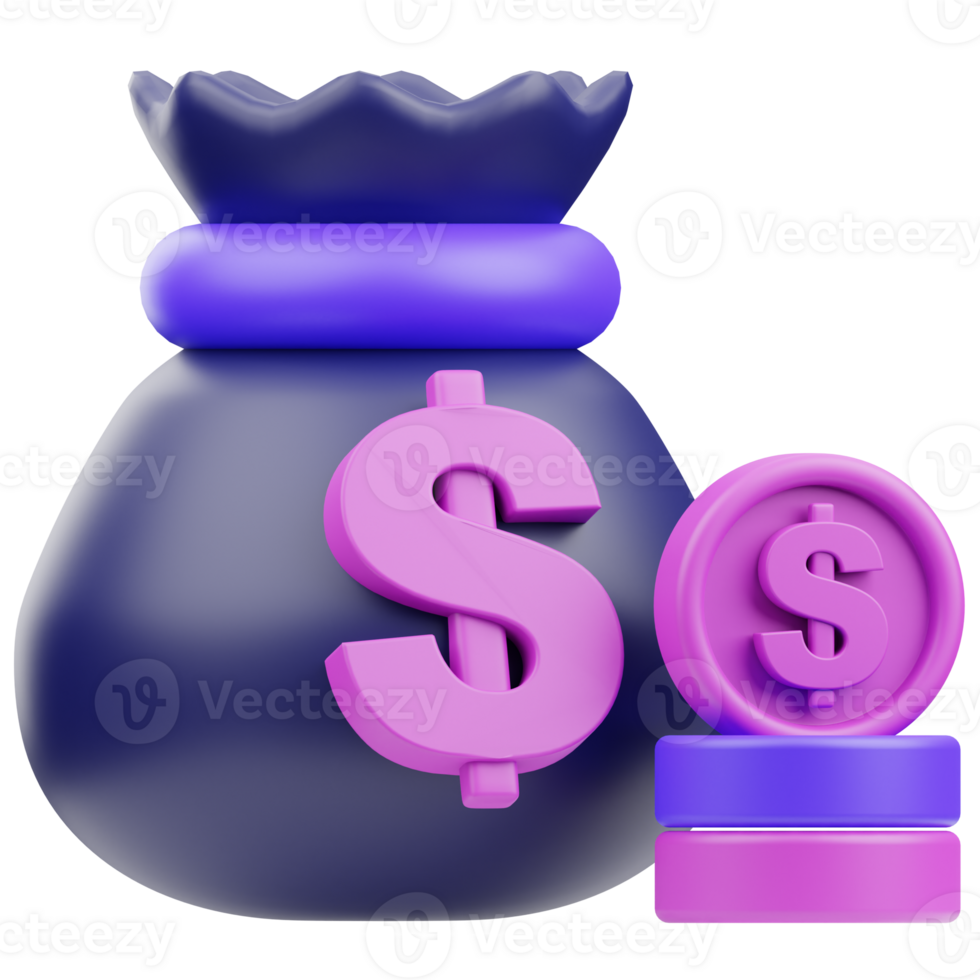 3d money bag grow up investment concept illustration 22419208 PNG