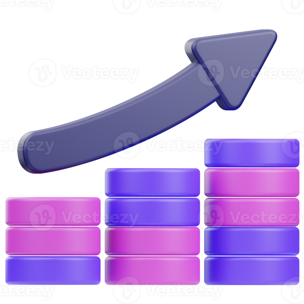 Growing Graph 3D Illustration png