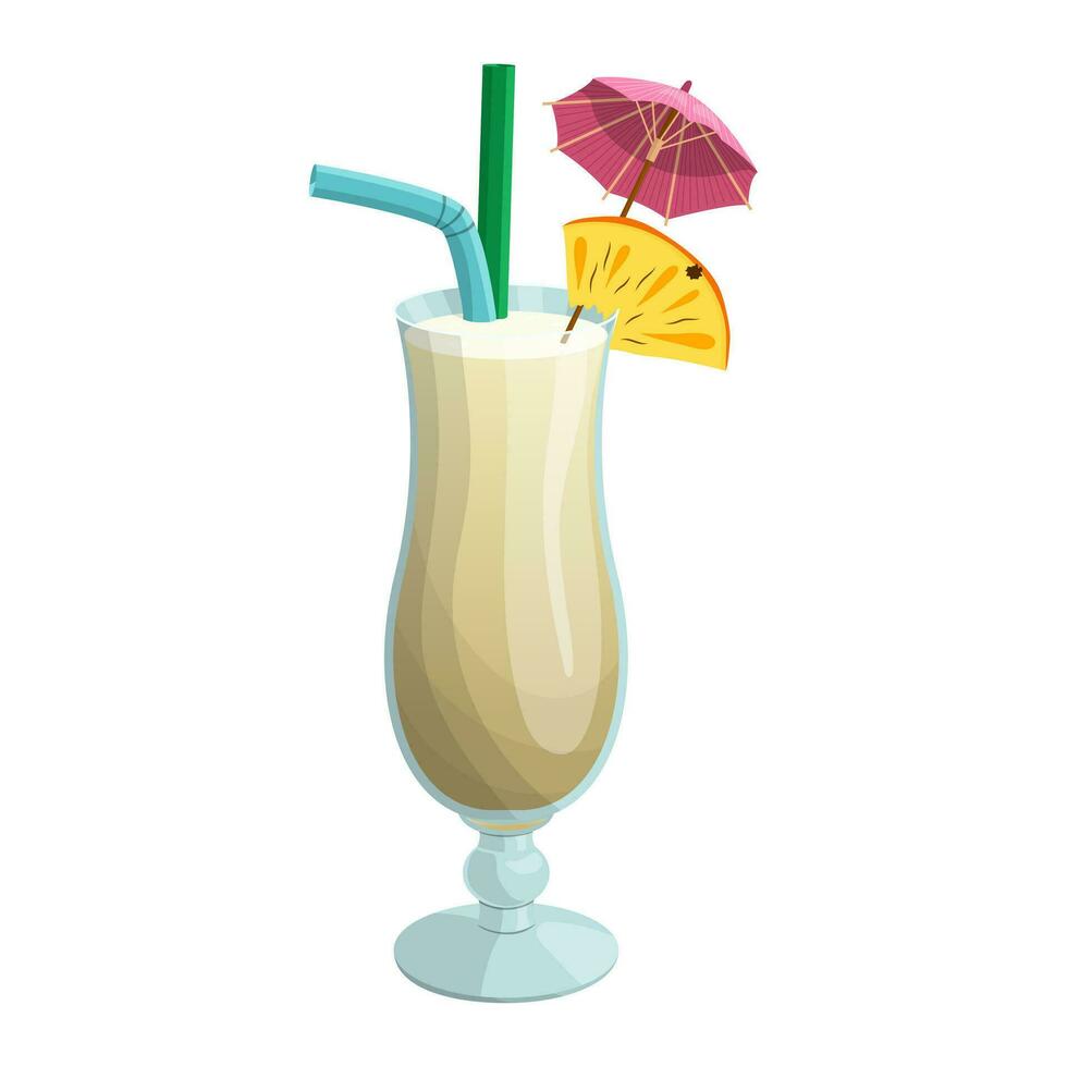 Pina colada cocktail . vector illustration on a white background.