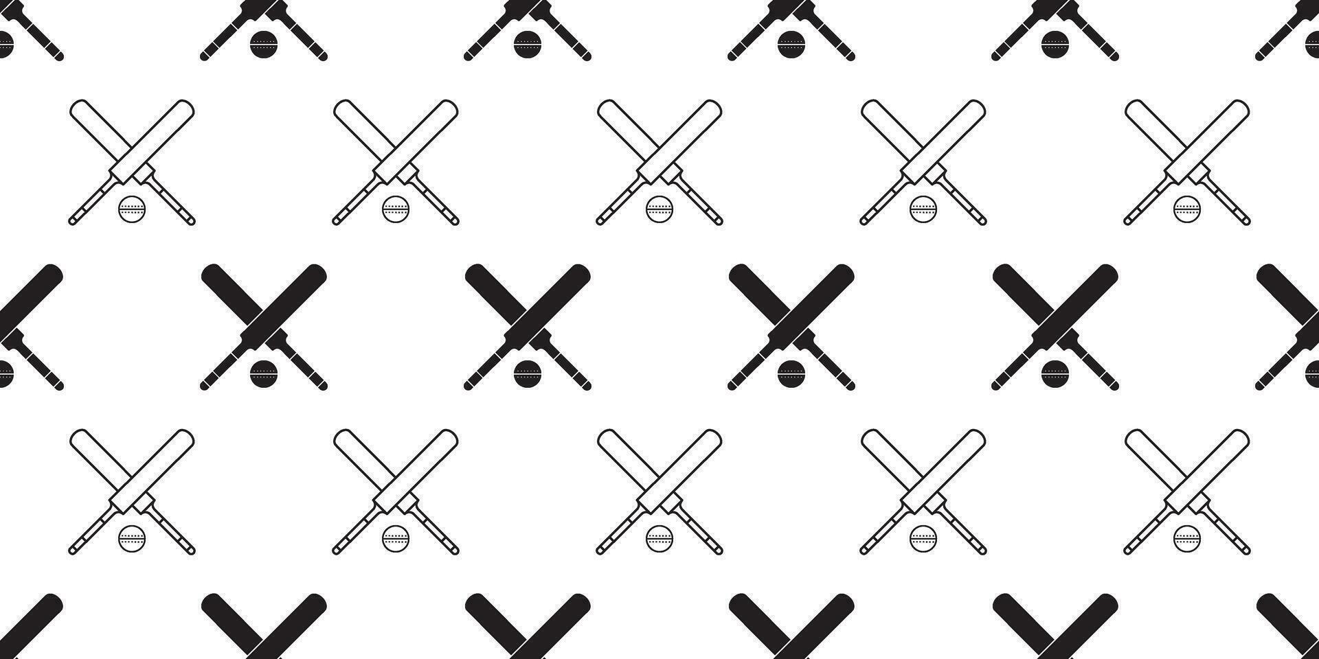 cricket bat and ball seamless pattern vector