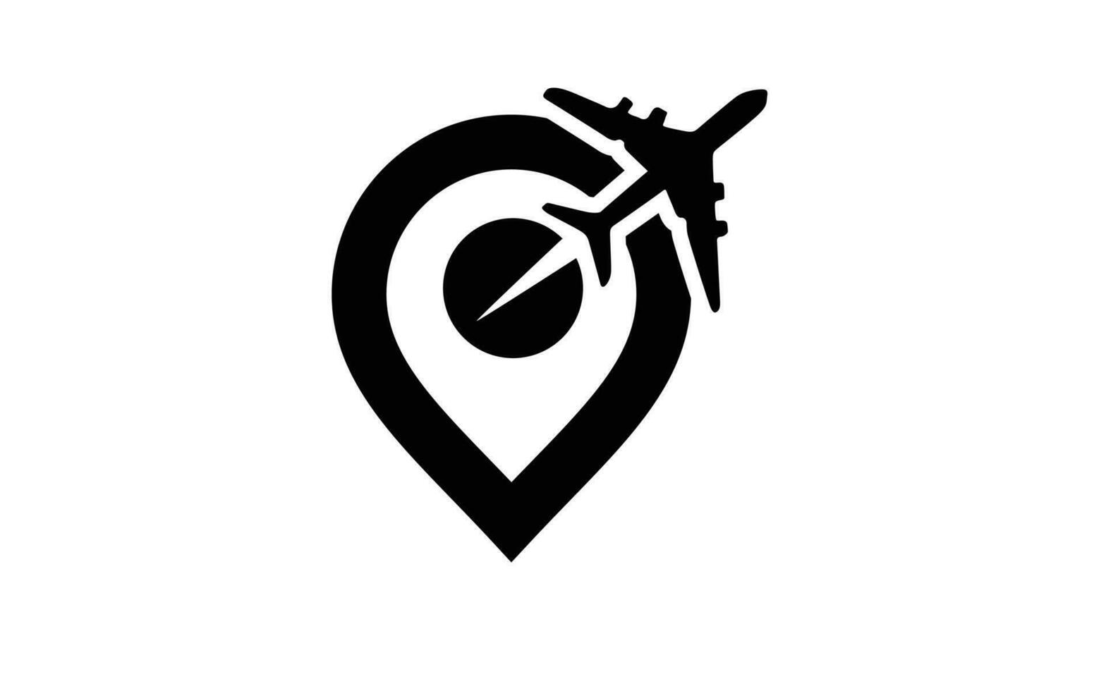 travel logo with pin airplane logo Free Vector