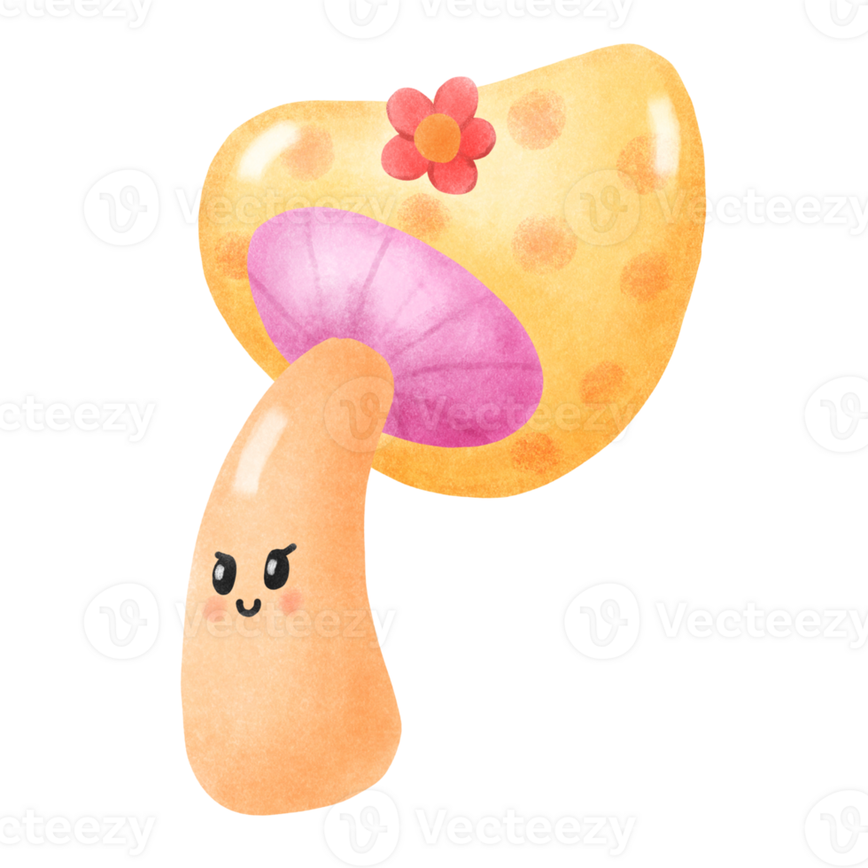 Cute sweet mushroom girl charactor hand draw png