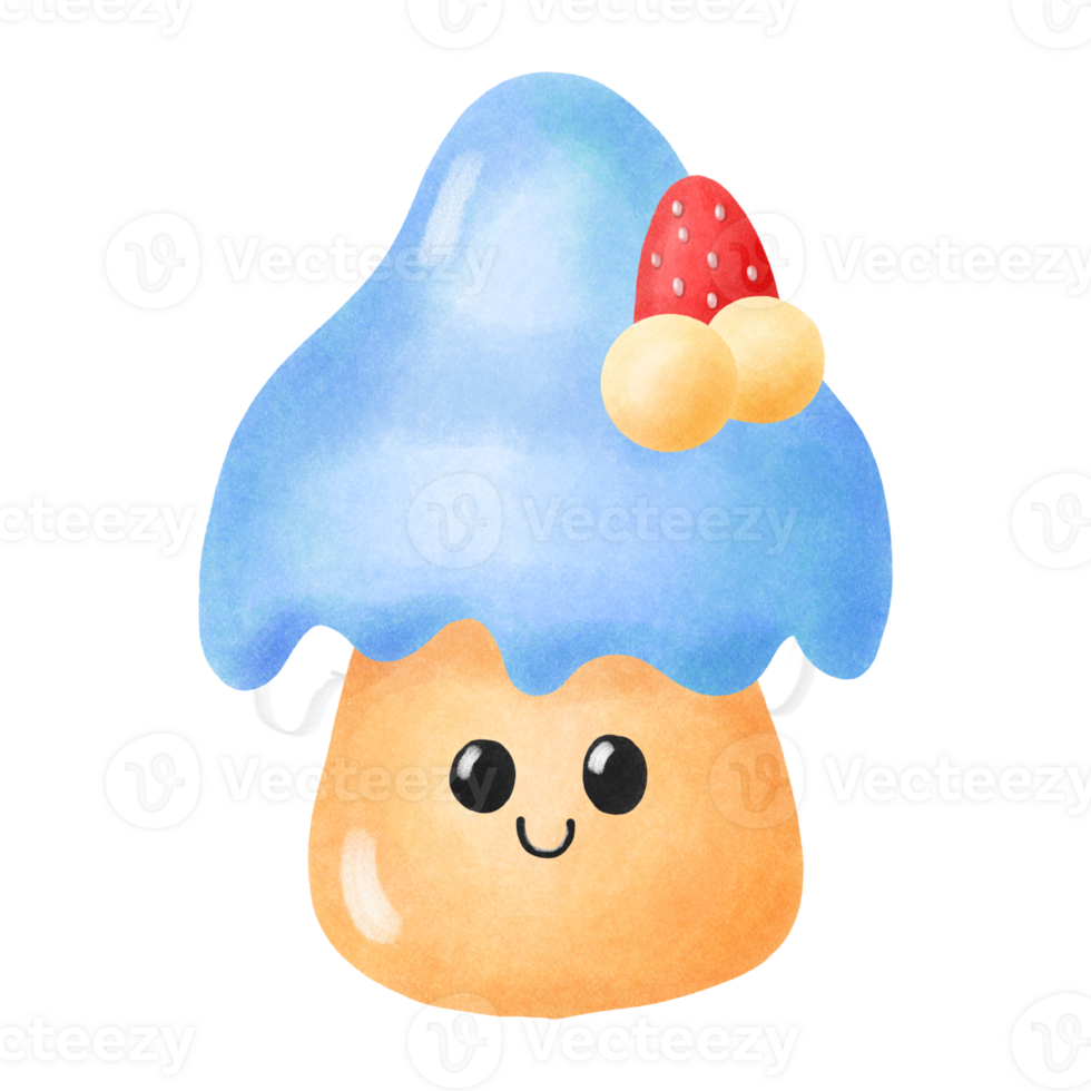 Cute sweet little mushroom girl charactor hand draw png