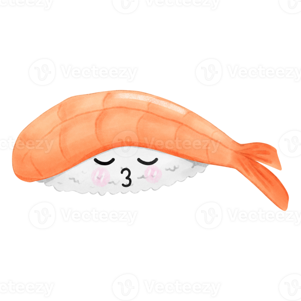 Delicious and cute shrimp sushi png
