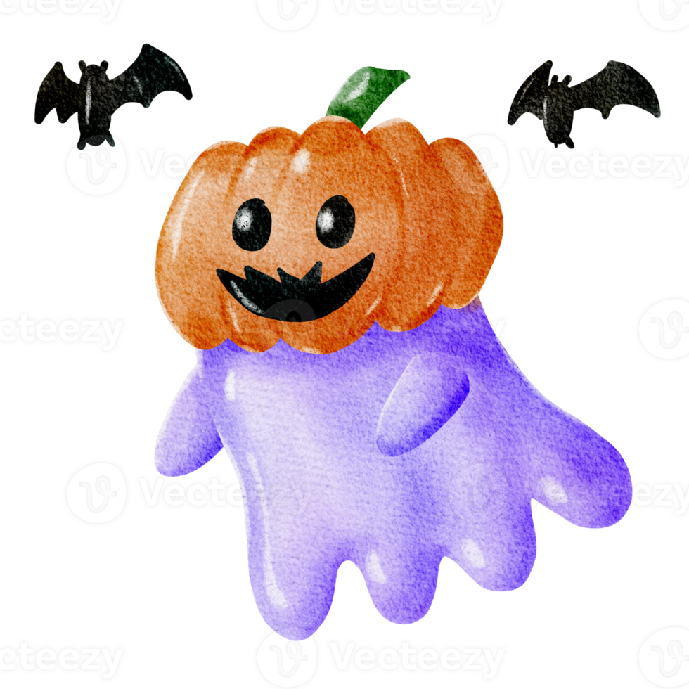 Cute little ghost pumpkin head charactor png