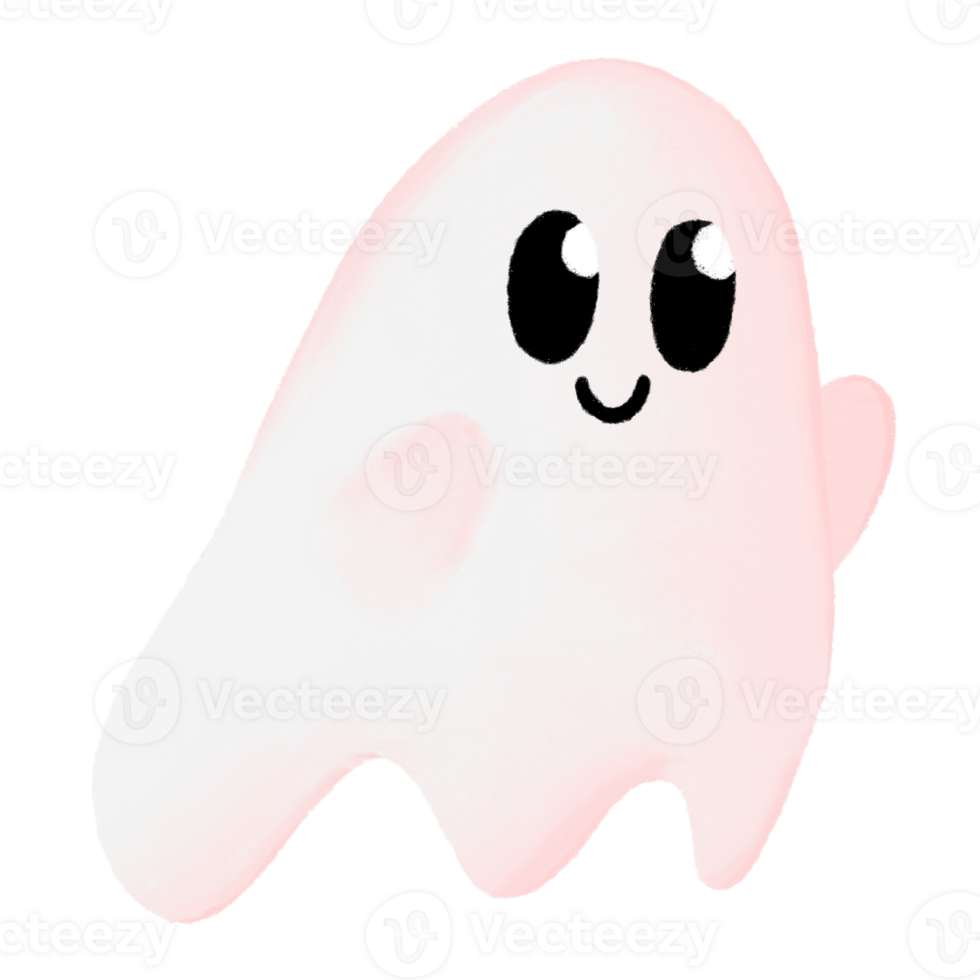 Cute a smile pink ghost hand draw png