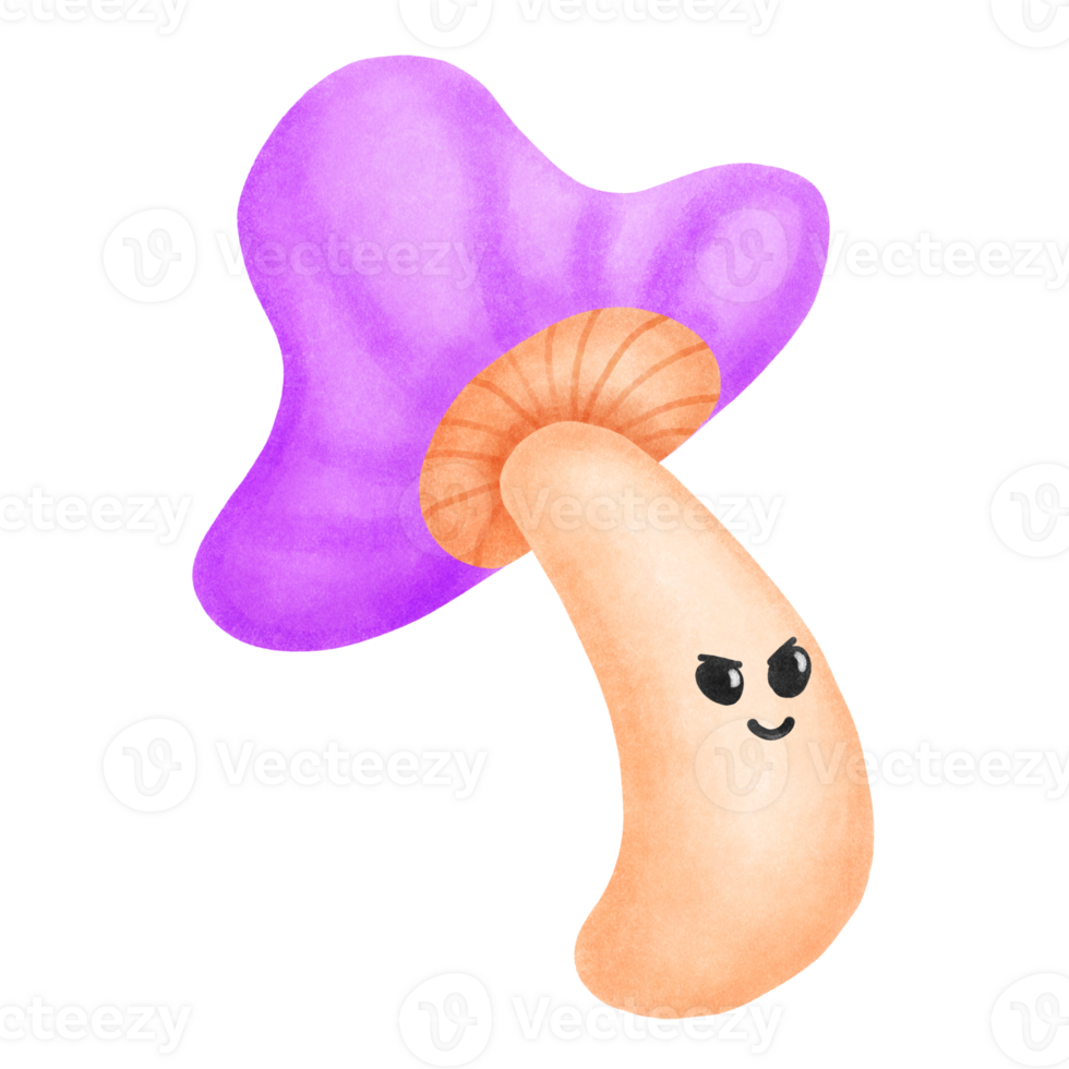 Cute mushroom charactor hand draw png