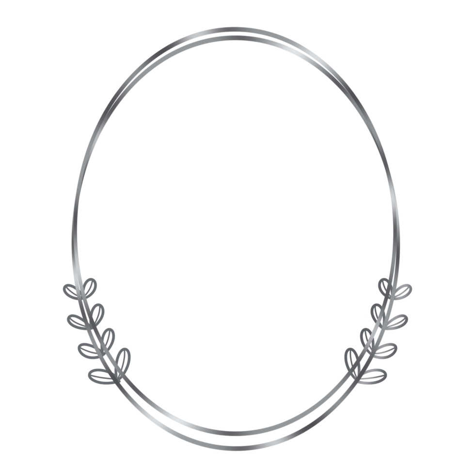 Oval Shape Frame With Silver Foliage Decoration Wedding png