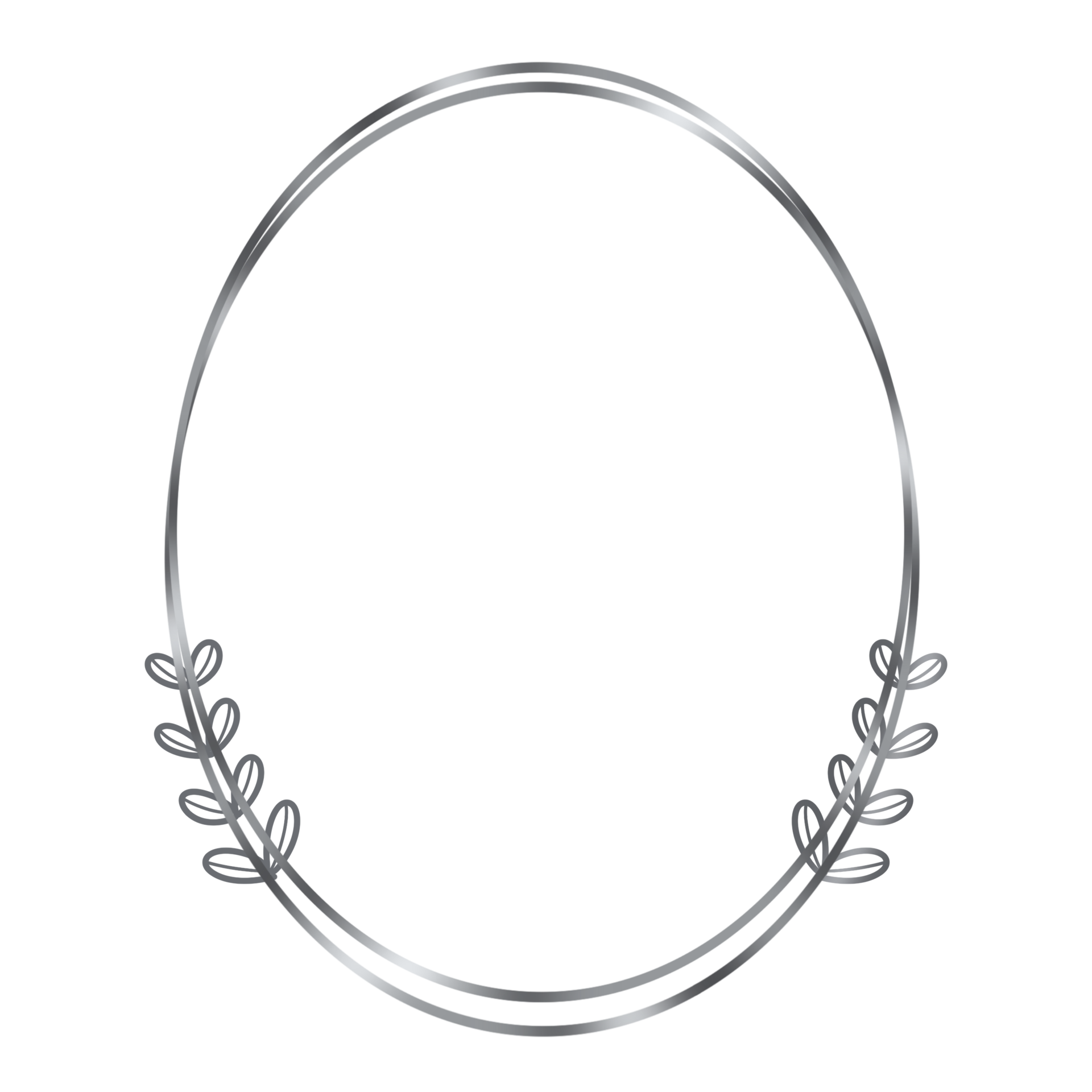 Oval Shape Frame With Silver Foliage Decoration Wedding 27156417 PNG
