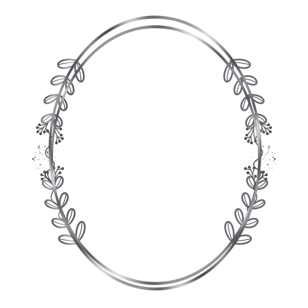 Oval Shape Frame With Silver Foliage Decoration png