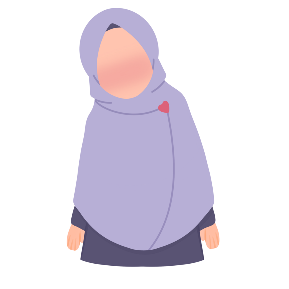Illustration of a muslimah with a purple headscarf png