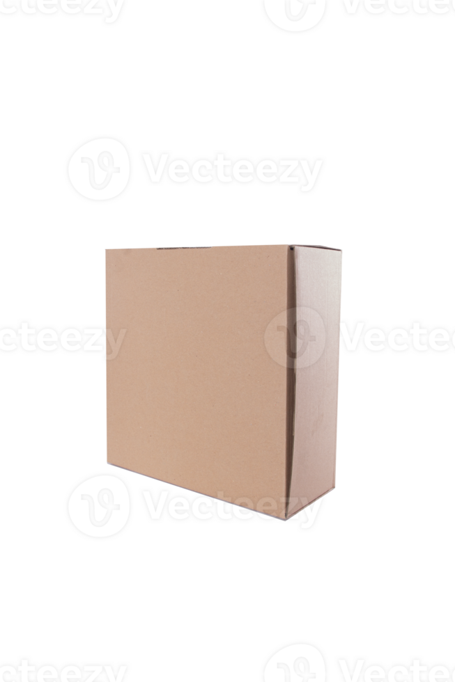 corner view, Cardboard gift box with lid, Mockup for design. isolated white. clippingpath png